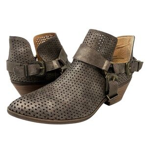 Sugar Metallic Perforated Ankle Booties - Brown